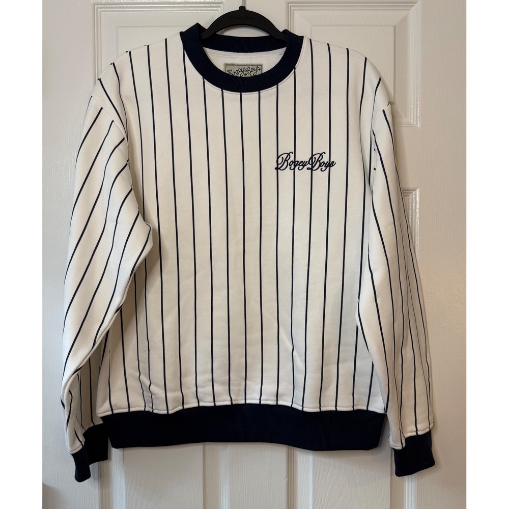 Bogey Boys Striped Crewneck Sweatshirt Navy White‎ Size MD
